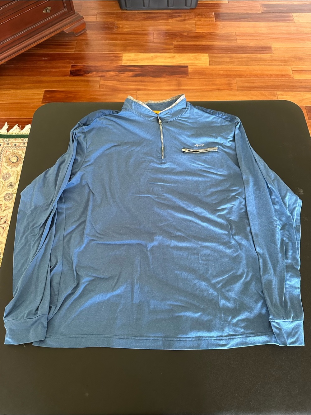 Louis Castel 115 Men's Long Sleeve Quarter-Zip Performance Sweater - Blue